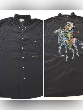 Vintage Otto Kern 100% Silk Western Graphic Button Down Shirt XL 5